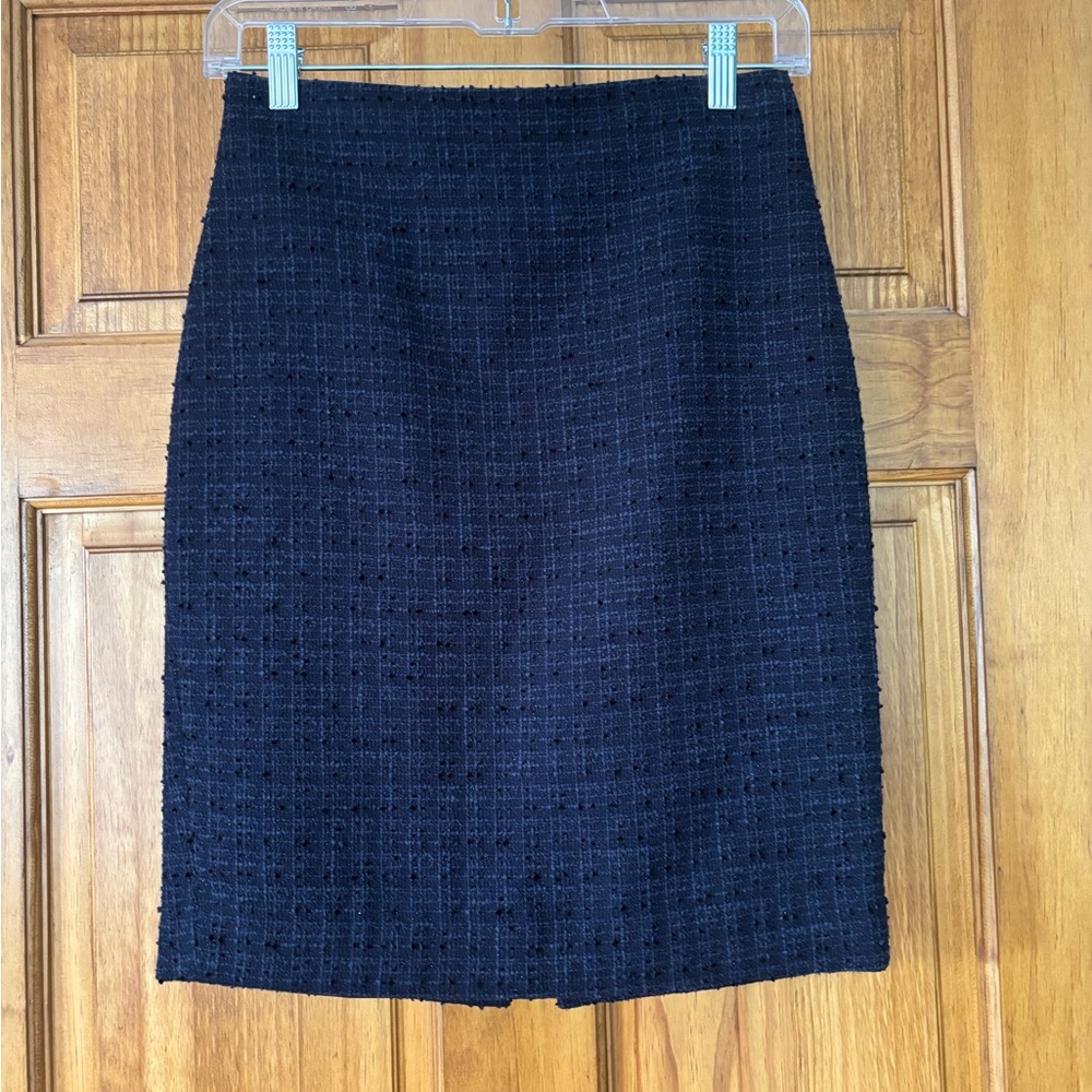 Navy Tweed Pencil Skirt
